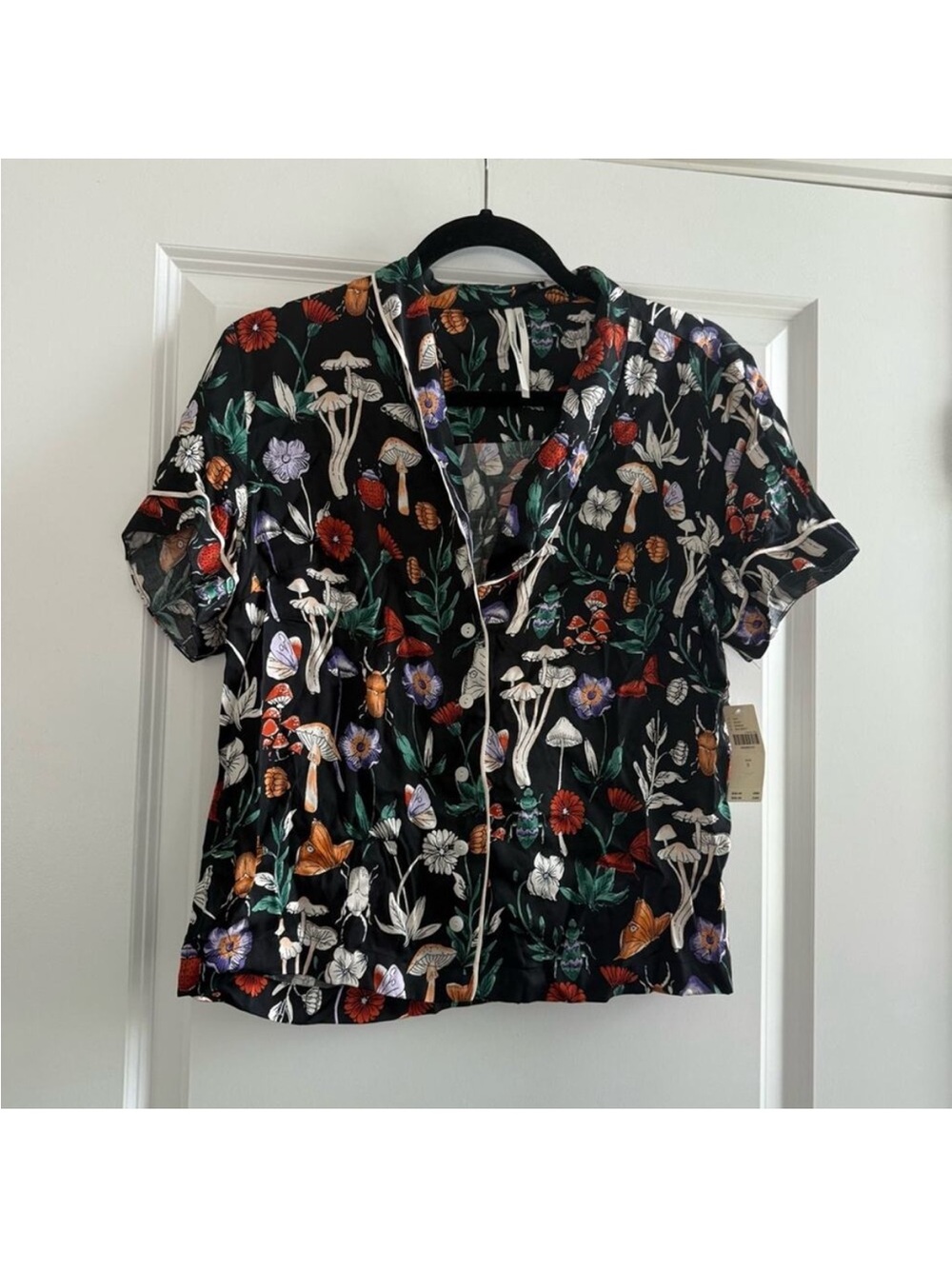 Floral & Mushroom Print Short Sleeve Anthropologie pajama top